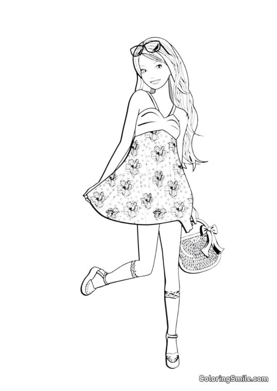 Barbie se preparando para a praia - Página para Colorir