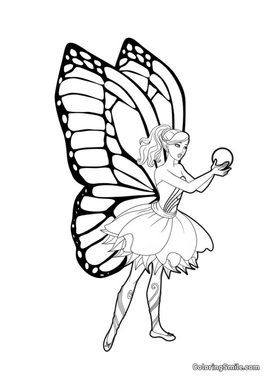 Barbie com asas de fada - Página para Colorir