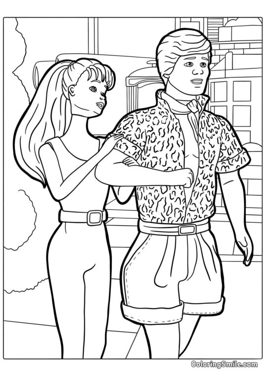 Barbie e Ken de Toy Story - Página para Colorir