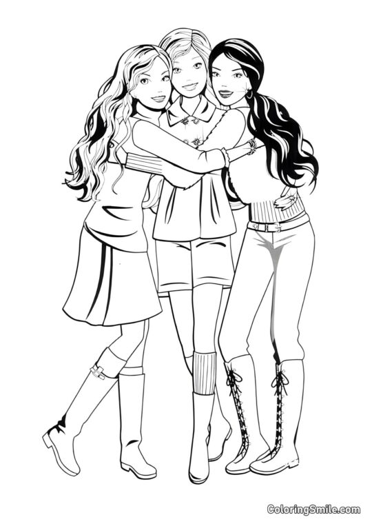 Amigas inseparáveis Barbie - Página para Colorir