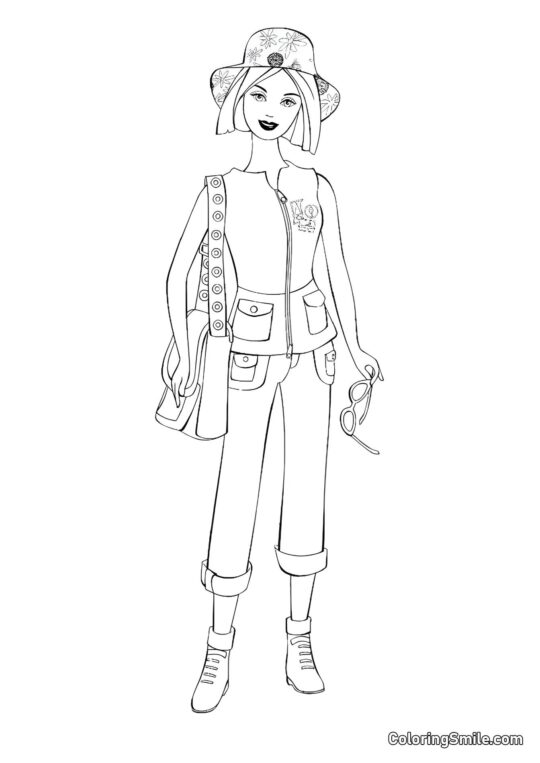 Barbie viajante - Página para Colorir