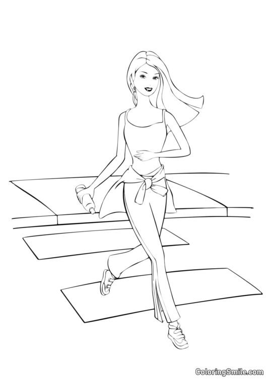 Barbie em uma corrida - Página para Colorir
