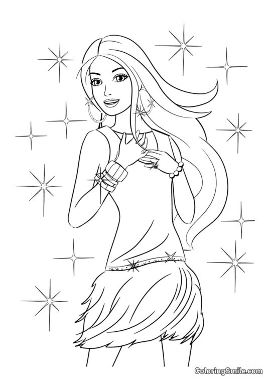 Estrelas Barbie - Página para Colorir