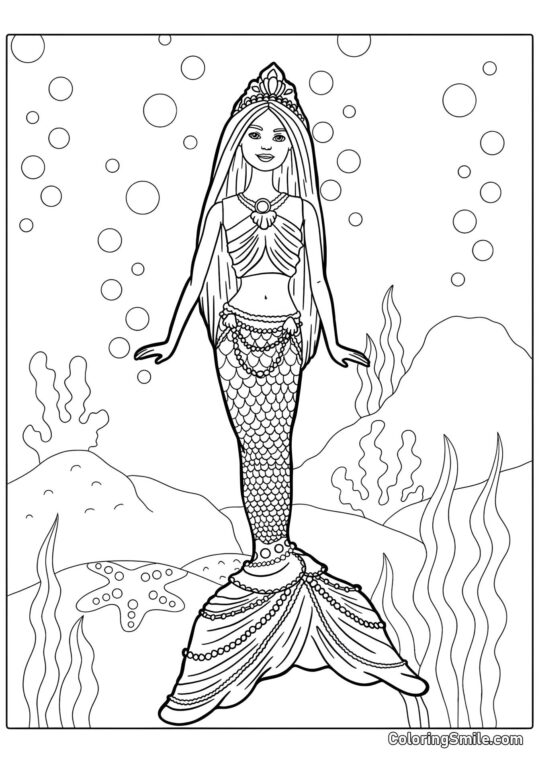 Barbie sereia debaixo d’água - Página para Colorir