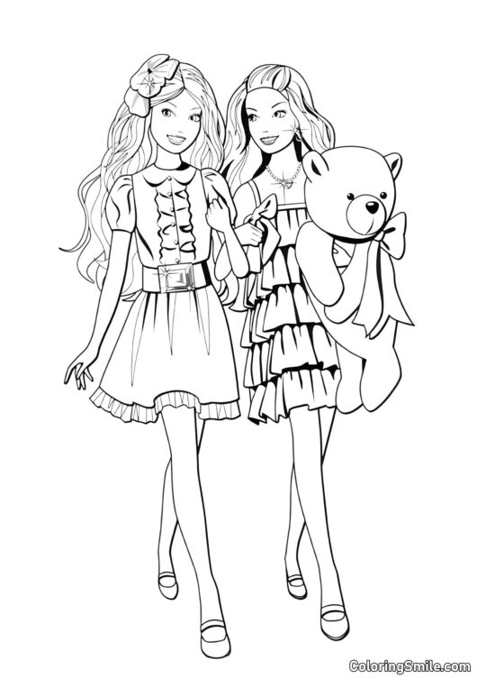 Barbie indo para uma festa de aniversário - Página para Colorir