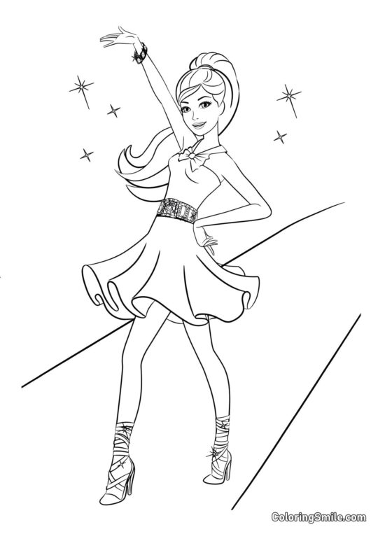 Barbie se divertindo - Página para Colorir