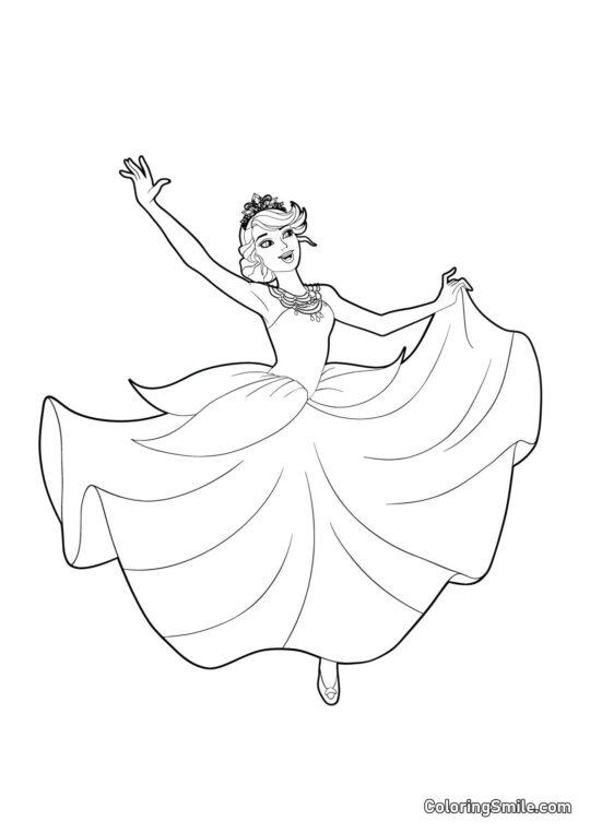 Barbie em um vestido floral - Página para Colorir