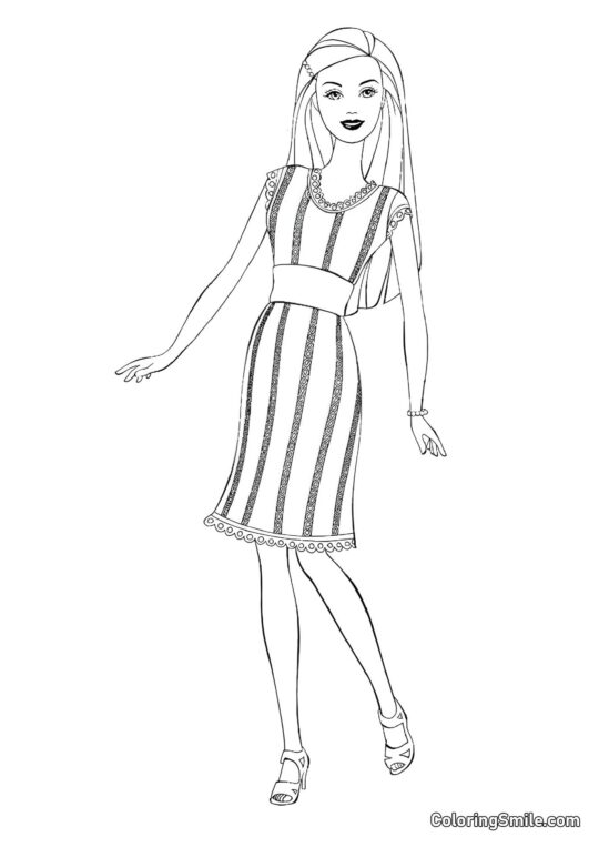 Barbie de vestido rigoroso - Página para Colorir