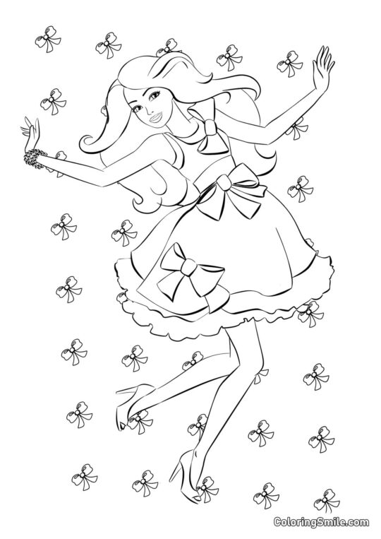 Barbie e laços - Página para Colorir