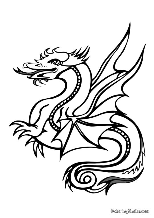 Dragão Mitológico - Página para Colorir