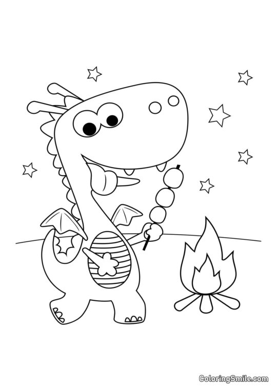 Dragão em uma Caminhada - Página para Colorir