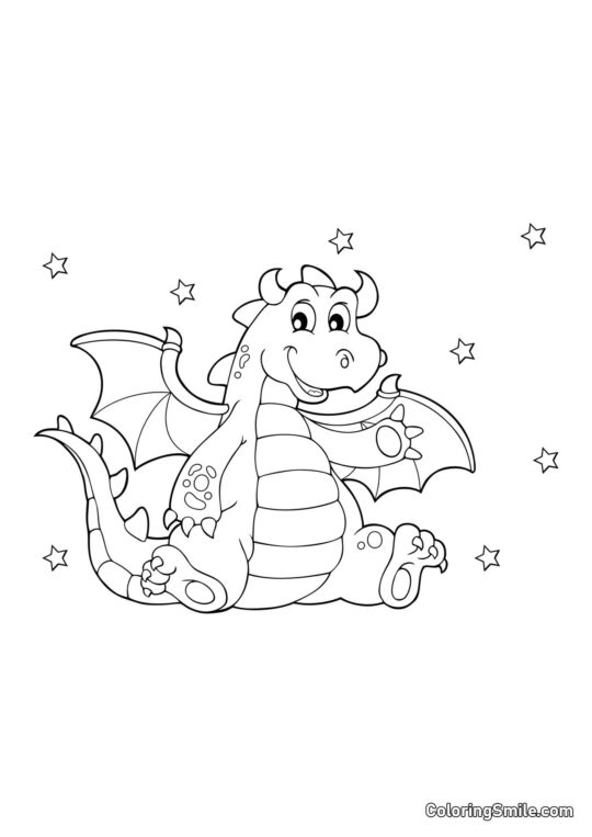 Dragão Acenando uma Patinha - Página para Colorir