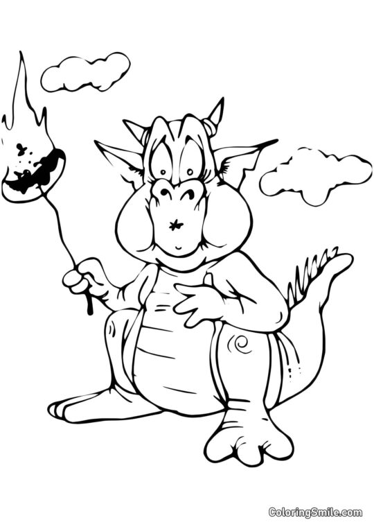 Dragão Pensando em Explodir - Página para Colorir