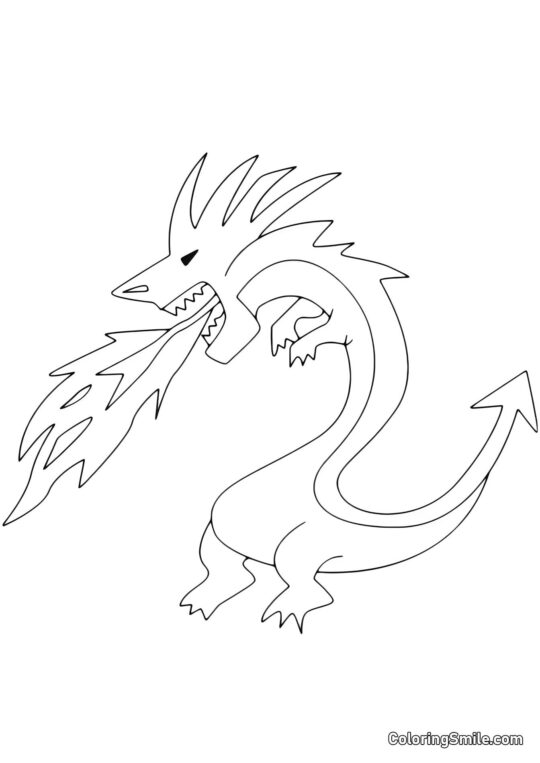 Dragão Flamejante - Página para Colorir