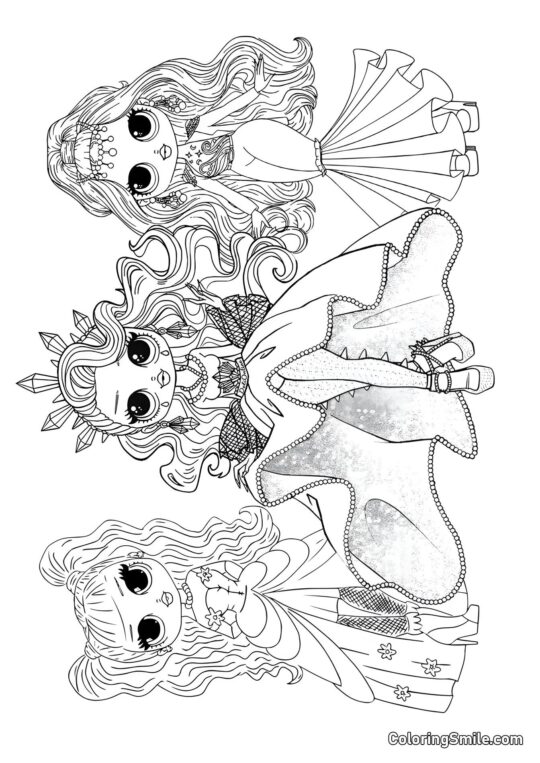 LOL OMG Amigos em Vestidos LOL OMG Amigos em Vestidos - Página para Colorir