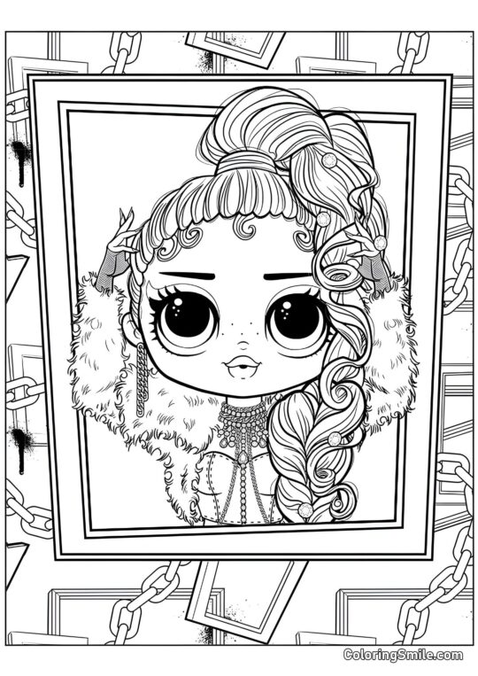 LOL OMG Deusa do Pódio em Moldura LOL OMG Deusa do Pódio em Moldura - Página para Colorir