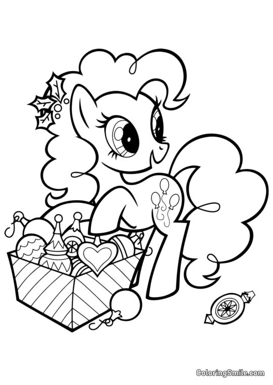 Pinkie Pie e Decorações de Natal Pinkie Pie e Decorações de Natal - Página para Colorir