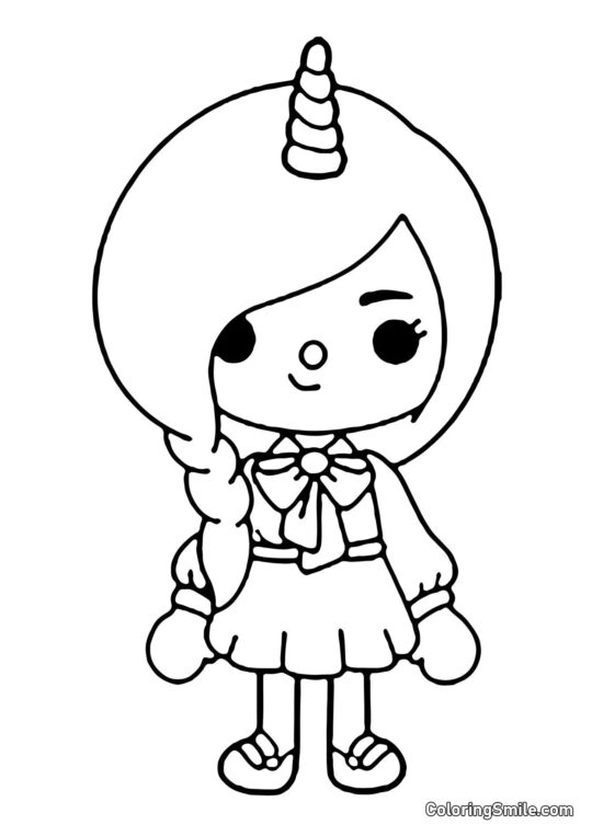 Toca Boca menina unicórnio - Página para Colorir