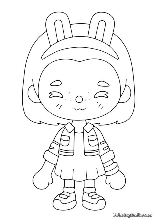 Toca Boca menina com orelhas de coelho - Página para Colorir