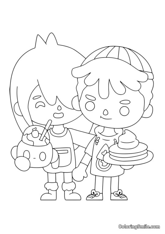 Toca Boca menino e menina - Página para Colorir