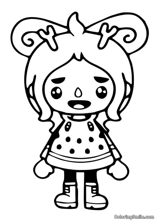 Toca Boca menina com chifres - Página para Colorir