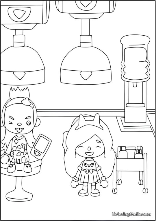 Toca Boca salão de vida - Página para Colorir