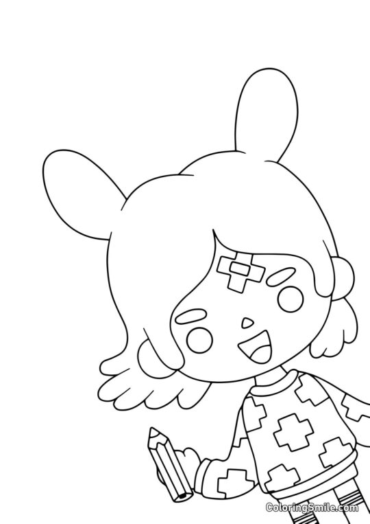 Toca Boca Rita com um lápis - Página para Colorir