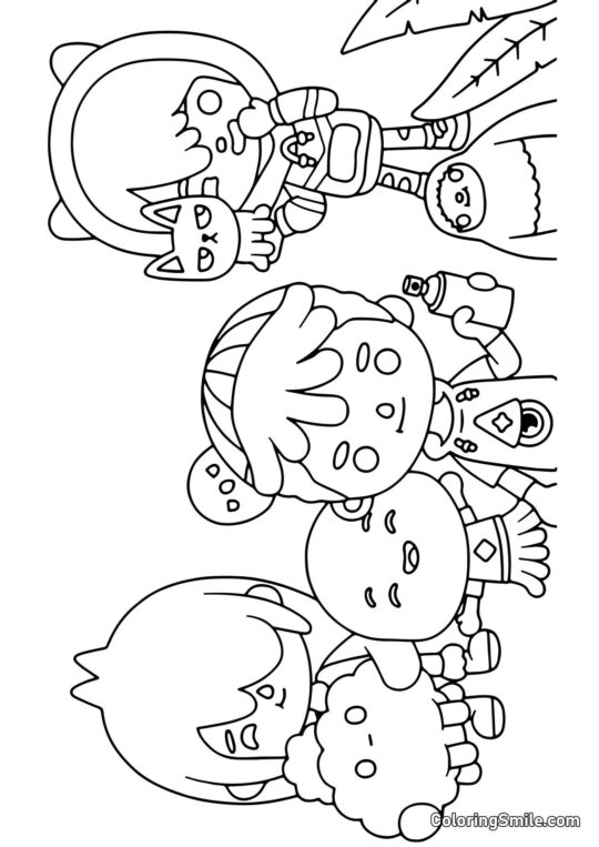 Toca Boca heróis com crumpets - Página para Colorir