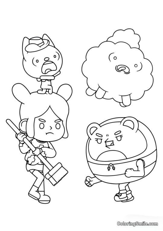 Toca Boca menina Rita contra o robô malvado - Página para Colorir