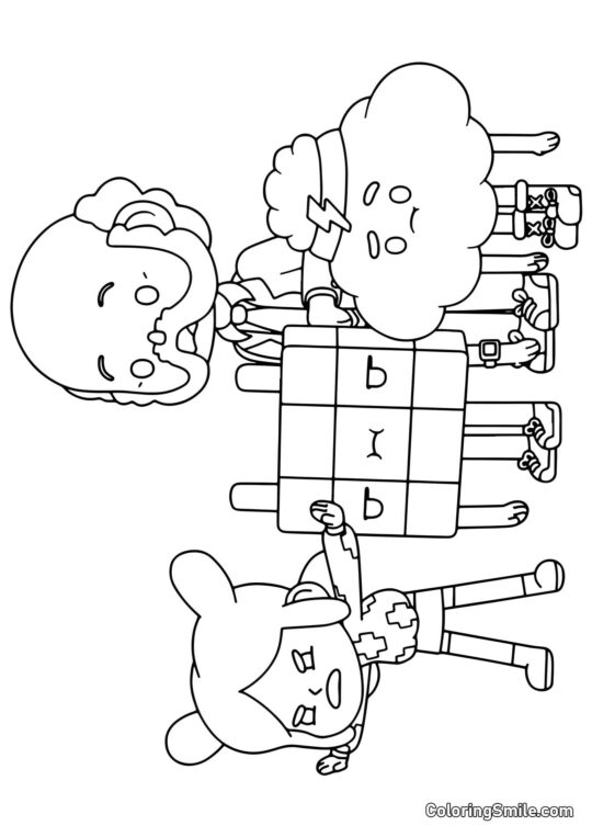 Toca Boca menina, vovô e crumpets - Página para Colorir