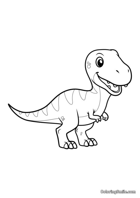 Dinossauro T-Rex Fofo Dinossauro T-Rex Fofo - Página para Colorir