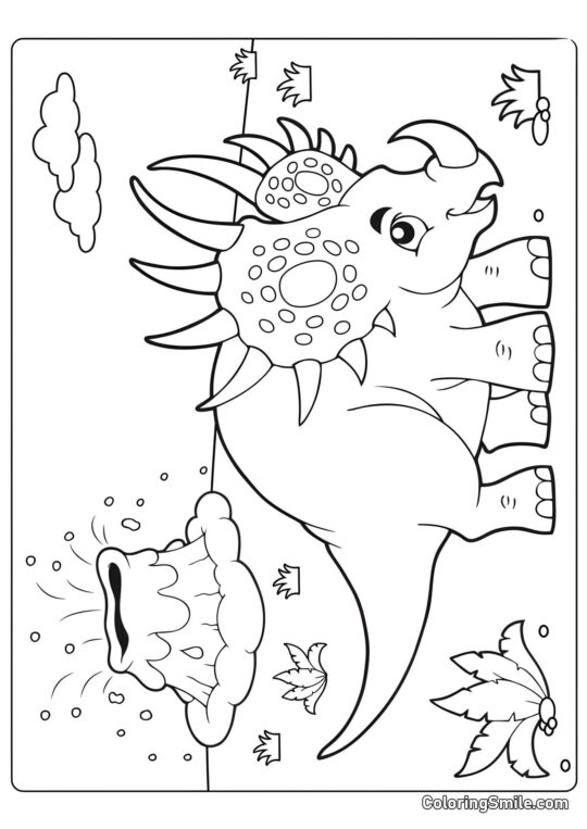 Styracosaurus de Desenho Animado Styracosaurus de Desenho Animado - Página para Colorir