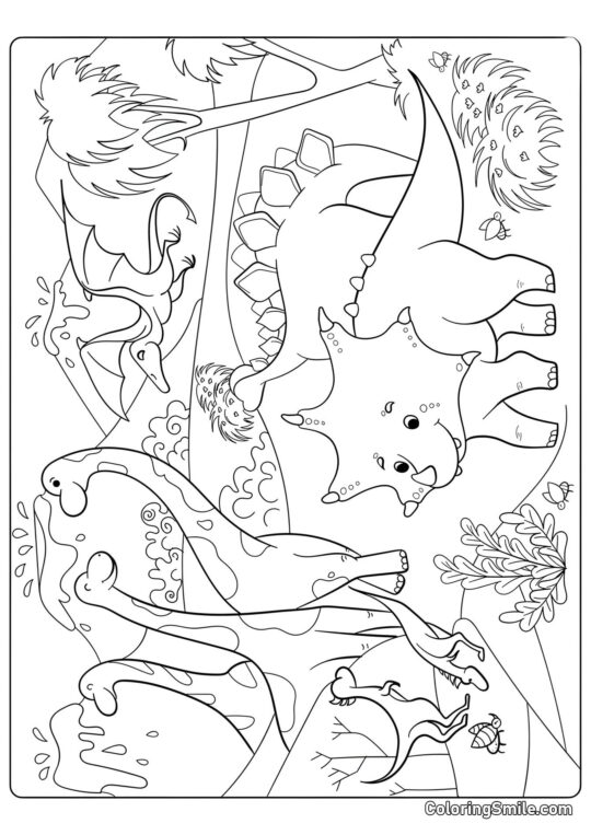 Dinossauros do Período Jurássico Dinossauros do Período Jurássico - Página para Colorir