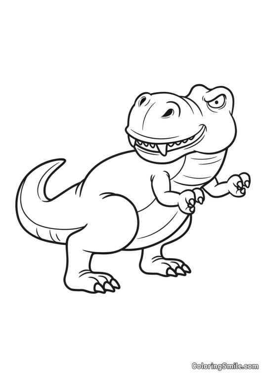 T-Rex de Desenho Animado T-Rex de Desenho Animado - Página para Colorir