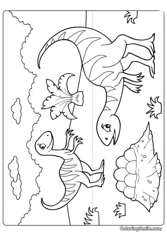 Terópode de Desenho Animado Terópode de Desenho Animado - Página para Colorir