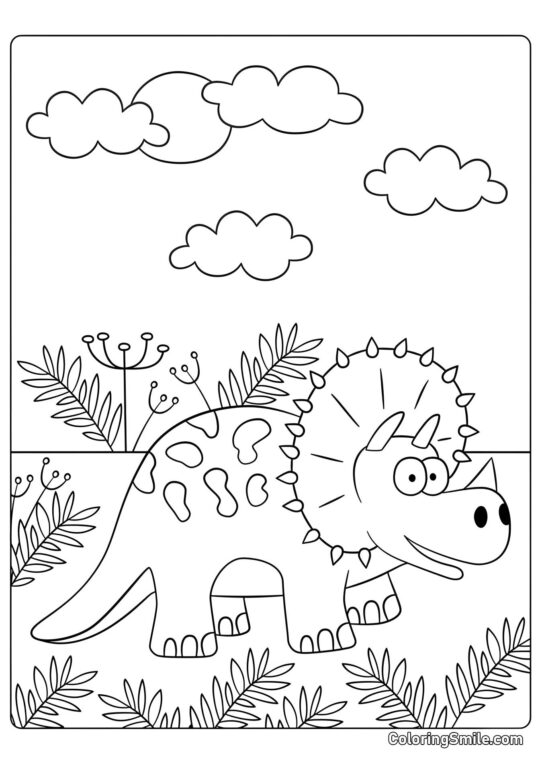 Triceratops de Desenho Animado Triceratops de Desenho Animado - Página para Colorir