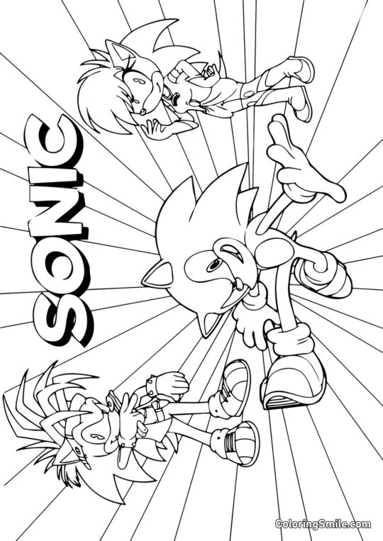 Imagem Complexa do Sonic - Página para Colorir