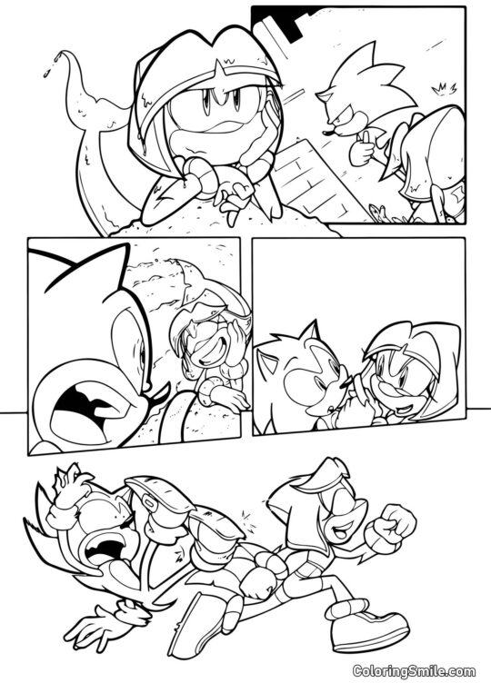 Quadrinhos do Sonic - Página para Colorir