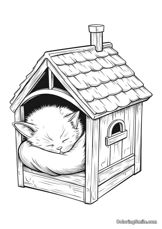 Filhote em uma Casa - Página para Colorir