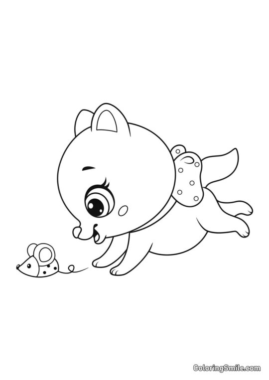 Filhote e Rato - Página para Colorir