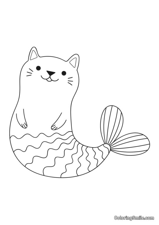Gato Sereia - Página para Colorir