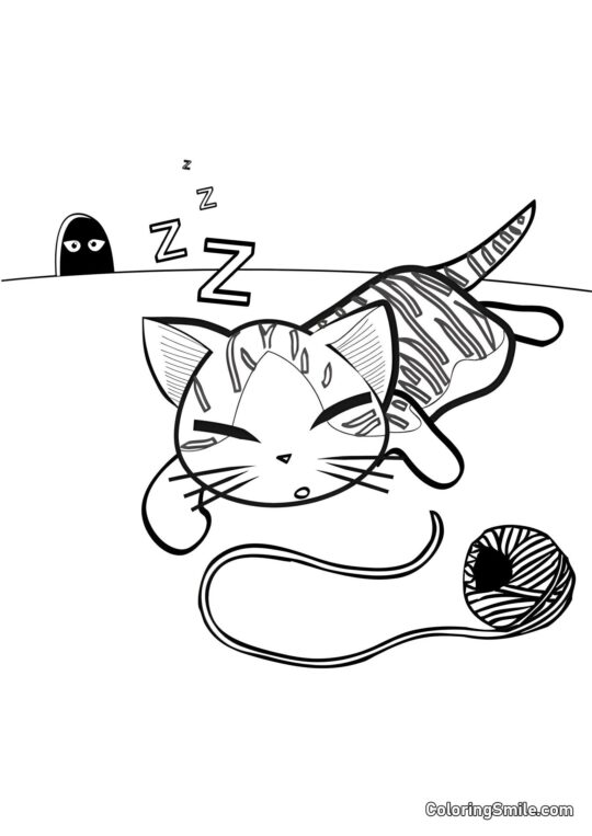 Ratos Observando o Gato - Página para Colorir