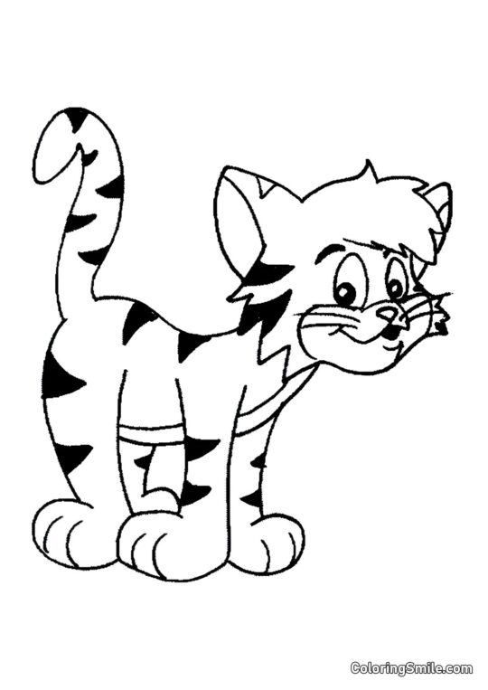 Gato Listrado Sorrateiro - Página para Colorir