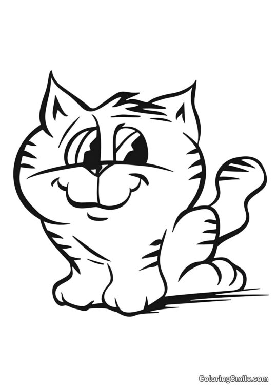 Gato Alegre - Página para Colorir