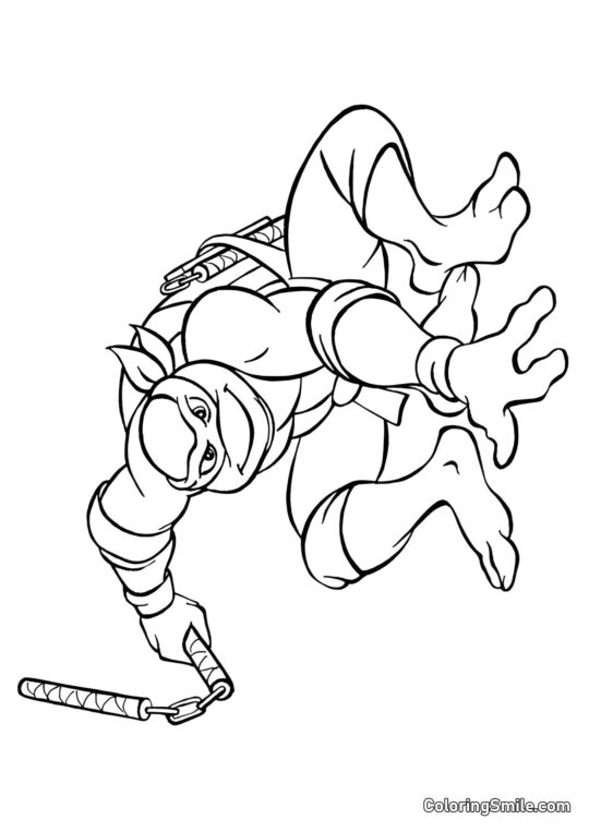 Michelangelo com Nunchakus Michelangelo com Nunchakus - Página para Colorir