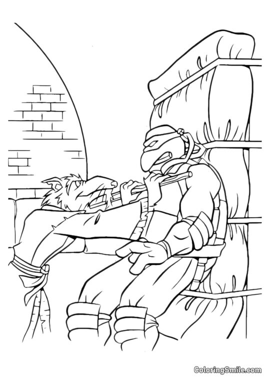 Splinter Ensinando uma Lição Splinter Ensinando uma Lição - Página para Colorir