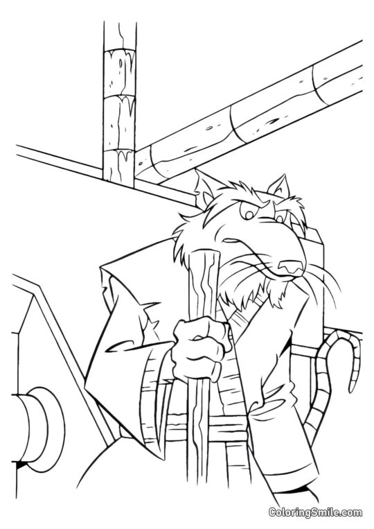 Splinter com Bastão Splinter com Bastão - Página para Colorir