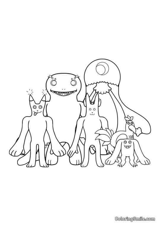 Heróis divertidos do jardim de infância Banban 2 - Página para Colorir