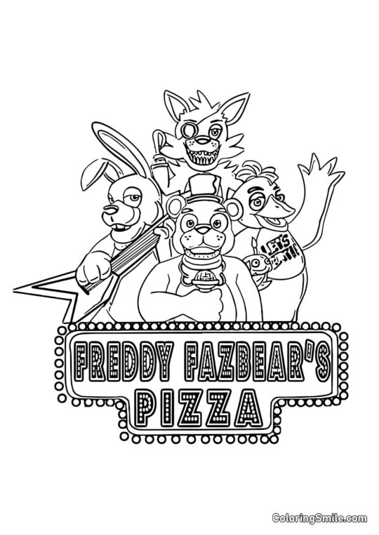 Pizzaria do Freddy Fazbear - Página para Colorir