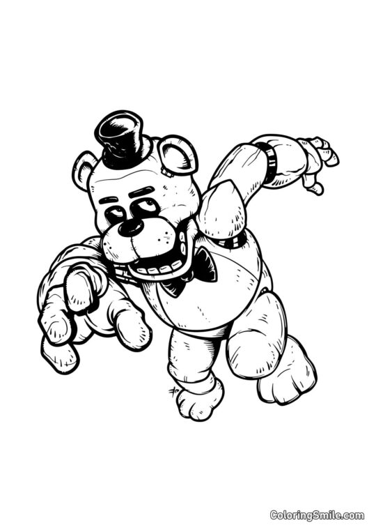 Freddy Fazbear Correndo - Página para Colorir